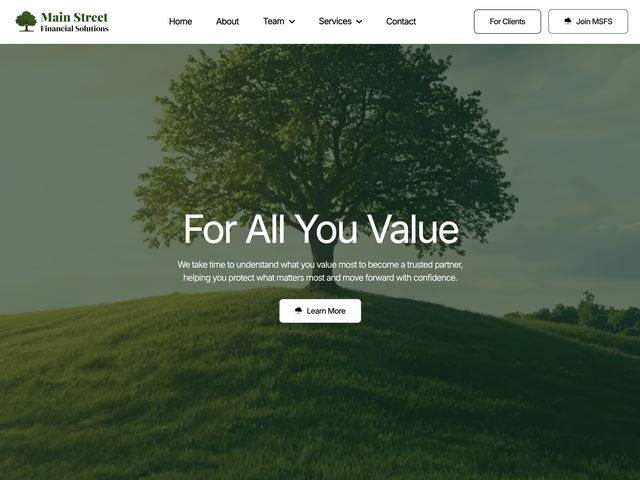 Main Street Financial Solutions homepage hero