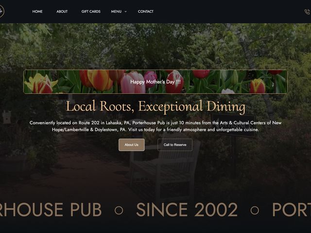 Porterhouse Pub homepage hero
