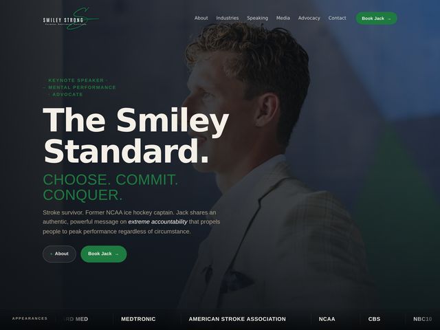The Smiley Standard homepage, keynote speaker Jack Smiley
